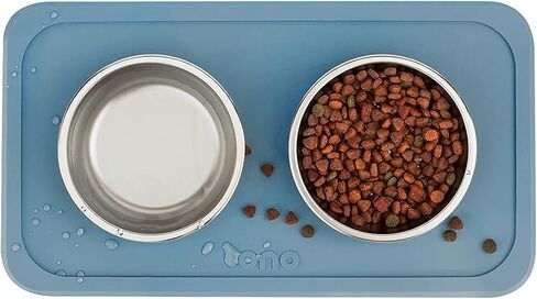 Ono Good Bowl Food & Water Double Feeder - Small to Medium Pets No Spill Non Skid Silicone Mat & Stainless Steel Bowls for Dogs or Cats (Mint) in Saudi Arabia