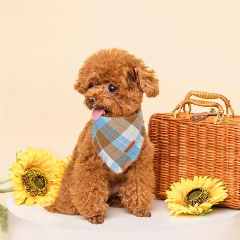 ADOGGYGO Fall Dog Bandanas with Tassels Edges, Stylish Plaid Dog Halloween Thanksgiving Scarf Bib, Orange Plaid Fall Bandanas for Small Dogs Pets (Small, Fall) in Saudi Arabia