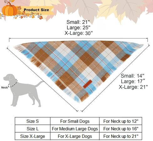 ADOGGYGO Fall Dog Bandanas with Tassels Edges, Stylish Plaid Dog Halloween Thanksgiving Scarf Bib, Orange Plaid Fall Bandanas for Small Dogs Pets (Small, Fall) in Saudi Arabia