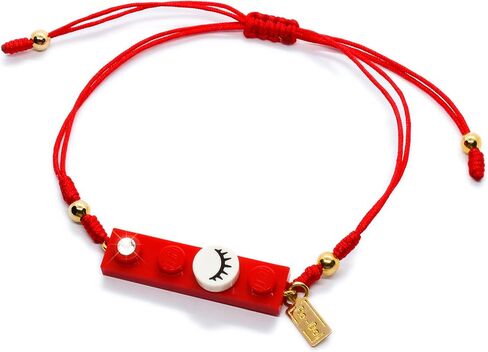 Red String with Eyelashes Dot Brick Handmade Bracelet by Re-Do Bricks ® - Cute & Original gift for a Dreamy Girl - Dreams Come True Bracelet - Adjustable and waterproof. Roja. in Saudi Arabia