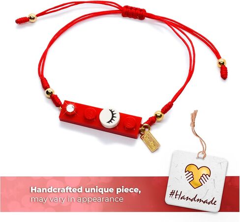 Red String with Eyelashes Dot Brick Handmade Bracelet by Re-Do Bricks ® - Cute & Original gift for a Dreamy Girl - Dreams Come True Bracelet - Adjustable and waterproof. Roja. in Saudi Arabia