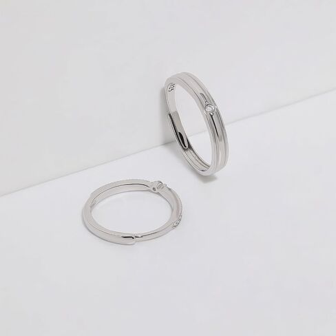 Meissa Sterling Silver Couple Rings for Men and Women Open Back Rings with Cubic Zirconia Stones for Wedding Engagement Anniversary Bridal Jewelry Couple Ring Set, Set of Two Rings in Saudi Arabia