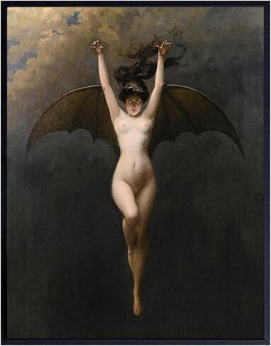 Gothic Wall Decor for Women 11x14 - Creepy Bat Wall Art for Wicca, Wiccan, Gypsy - Goth Witch Decorations, Witchy Gifts for Women - Paganism, Celtic, Medieval Art for Girl, Woman - Replica Painting in Saudi Arabia