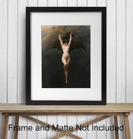 Gothic Wall Decor for Women 11x14 - Creepy Bat Wall Art for Wicca, Wiccan, Gypsy - Goth Witch Decorations, Witchy Gifts for Women - Paganism, Celtic, Medieval Art for Girl, Woman - Replica Painting in Saudi Arabia