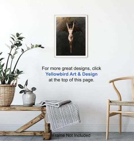 Gothic Wall Decor for Women 11x14 - Creepy Bat Wall Art for Wicca, Wiccan, Gypsy - Goth Witch Decorations, Witchy Gifts for Women - Paganism, Celtic, Medieval Art for Girl, Woman - Replica Painting in Saudi Arabia