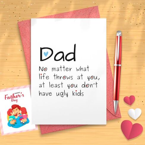 Funny Card For Dad | No Ugly Kids Dad Birthday | Father's Day Birthday Hilarious | Fathers Day Cards | Father Day Card Gift [01887] in Saudi Arabia