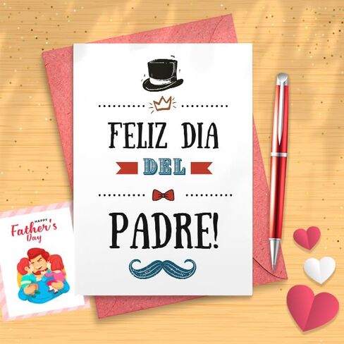 Big Happy Fathers Day Greeting Card (8.5 X 11 Inch) - Large Notecard For Dads, Card With Envelope - Feliz Dia Del Padre [01802] in Saudi Arabia