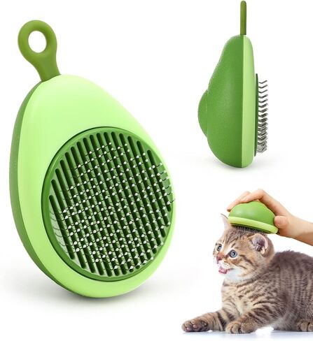Cat Brush for Shedding,Self Cleaning Cat Brushes for Short Long Haired Cats Pet Grooming Brush,Easily Removes Mats, Tangles, and Loose Fur,Hair Slicker Brush for Pet Massage (Green) in Kuwait