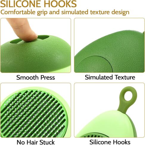 Cat Brush for Shedding,Self Cleaning Cat Brushes for Short Long Haired Cats Pet Grooming Brush,Easily Removes Mats, Tangles, and Loose Fur,Hair Slicker Brush for Pet Massage (Green) in Kuwait