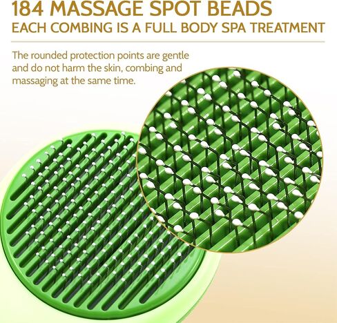 Cat Brush for Shedding,Self Cleaning Cat Brushes for Short Long Haired Cats Pet Grooming Brush,Easily Removes Mats, Tangles, and Loose Fur,Hair Slicker Brush for Pet Massage (Green) in Kuwait