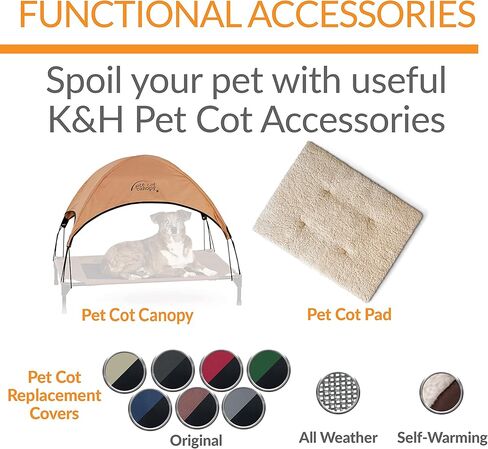 K&H Pet Products سرير كلب مرتفع للتبريد في الهواء الطلق، سرير كلب مرتفع محمول، معدات تخييم شبكية للحيوانات الأليفة قابلة للغسل، سرير أرجوحة للقطط بإطار معدني شديد التحمل، سرير سرير للكلاب من الداخل والخارج، صغير باللون الأزرق/الأسود in Kuwait