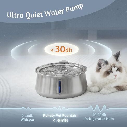 Cat Water Fountain Stainless Steel - 4L/135OZ Large Capacity Cat Fountain Pet Water Dispenser Automatic Metal Dog Drinking Fountains Water Bowl with Replacement Filters Ultra-Quiet Pump in Saudi Arabia
