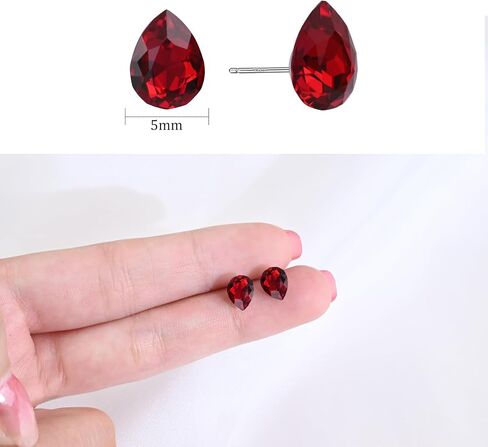 925 Sterling Silver Teardrop Ruby Stud Earrings Red Birthstone Earrings for Women Hypoallergenic Gemstone Earrings for Sensitive Ears in Saudi Arabia