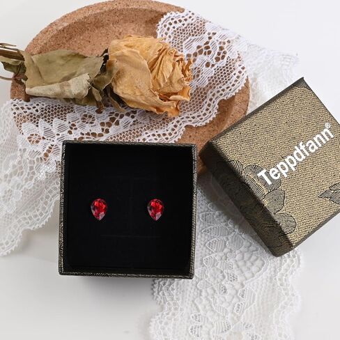 925 Sterling Silver Teardrop Ruby Stud Earrings Red Birthstone Earrings for Women Hypoallergenic Gemstone Earrings for Sensitive Ears in Saudi Arabia