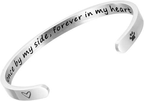 مرة واحدة بجانبي إلى الأبد في قلبي، تعاطف الحيوانات الأليفة، سوار هدية شخصي، مجوهرات تذكارية للحيوانات الأليفة، صفعة تذكارية للكلاب، فقدان هدايا الحيوانات الأليفة للنساء in Kuwait