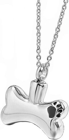 Stainless Steel Dog Bone Cremation Urn Pendant Necklace,Animal Pet Memorial Keepsake Ash Urn Jewelry Necklace Gift with Filling Kit in Saudi Arabia