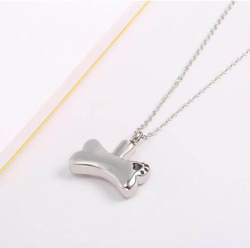 Stainless Steel Dog Bone Cremation Urn Pendant Necklace,Animal Pet Memorial Keepsake Ash Urn Jewelry Necklace Gift with Filling Kit in Saudi Arabia