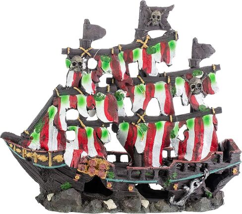 Penn-Plax Deco-Replicas Striped Sail Shipwreck Aquarium Decoration – Safe for Freshwater and Saltwater Fish Tanks – Medium in Saudi Arabia