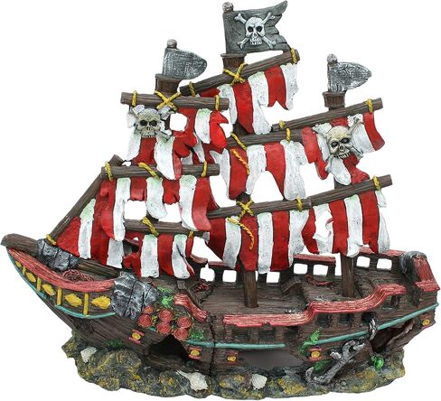 Penn-Plax Deco-Replicas Striped Sail Shipwreck Aquarium Decoration – Safe for Freshwater and Saltwater Fish Tanks – Medium in Saudi Arabia
