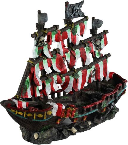 Penn-Plax Deco-Replicas Striped Sail Shipwreck Aquarium Decoration – Safe for Freshwater and Saltwater Fish Tanks – Medium in Saudi Arabia