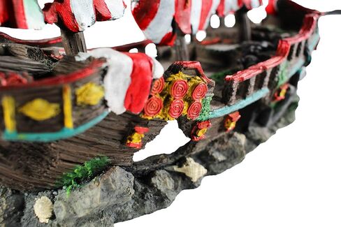 Penn-Plax Deco-Replicas Striped Sail Shipwreck Aquarium Decoration – Safe for Freshwater and Saltwater Fish Tanks – Medium in Saudi Arabia