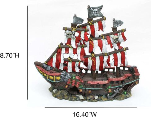 Penn-Plax Deco-Replicas Striped Sail Shipwreck Aquarium Decoration – Safe for Freshwater and Saltwater Fish Tanks – Medium in Saudi Arabia