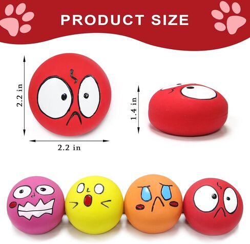 Latex Dog Squeaky Toys Balls for Teething Puppies, Small, Medium Dogs, 12 Pcs Bouncy Cute Face Pet Dog Toys (01-02zh) in Saudi Arabia