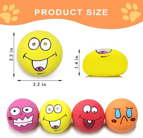 Latex Dog Squeaky Toys Balls for Teething Puppies, Small, Medium Dogs, 12 Pcs Bouncy Cute Face Pet Dog Toys (01-02zh) in Saudi Arabia