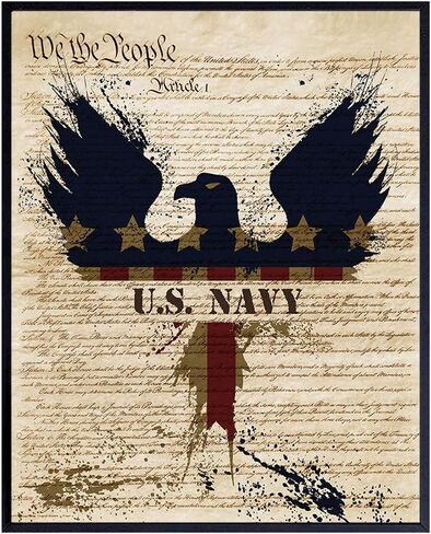 Patriotic US Navy Art Poster - 8x10 Wall Decor - American Eagle Home Decoration Print for Living Room, Bedroom, Office - Gift for U.S. Military Servicemen, Servicewomen, Veteran, Vet - Unframed Print in Saudi Arabia