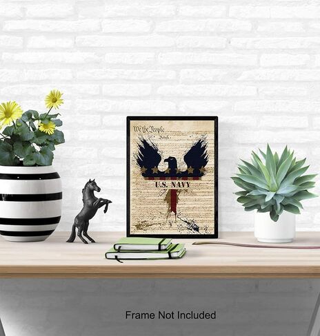 Patriotic US Navy Art Poster - 8x10 Wall Decor - American Eagle Home Decoration Print for Living Room, Bedroom, Office - Gift for U.S. Military Servicemen, Servicewomen, Veteran, Vet - Unframed Print in Saudi Arabia