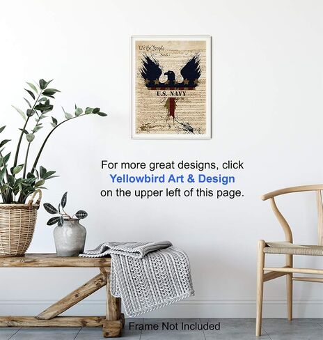 Patriotic US Navy Art Poster - 8x10 Wall Decor - American Eagle Home Decoration Print for Living Room, Bedroom, Office - Gift for U.S. Military Servicemen, Servicewomen, Veteran, Vet - Unframed Print in Saudi Arabia