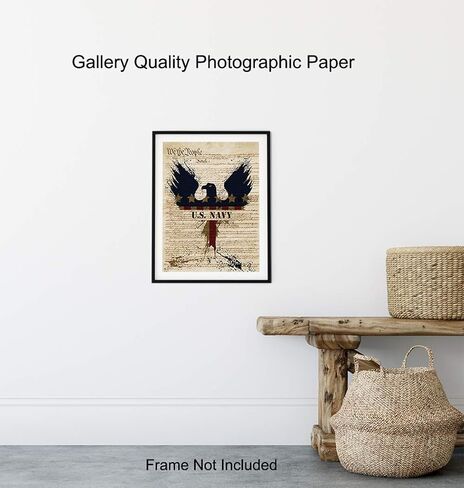 Patriotic US Navy Art Poster - 8x10 Wall Decor - American Eagle Home Decoration Print for Living Room, Bedroom, Office - Gift for U.S. Military Servicemen, Servicewomen, Veteran, Vet - Unframed Print in Saudi Arabia