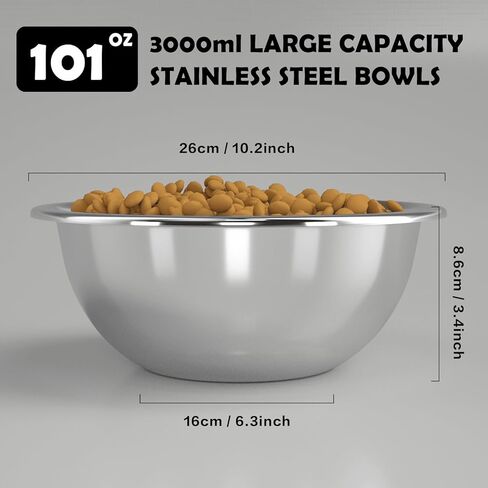 طقم أوعية للكلاب من الفولاذ المقاوم للصدأ مكونة من 7 أكواب للطعام والماء، مقاوم للصدأ، وعاء معدني للكلاب متوسطة الحجم وكبيرة الحجم، 58 أونصة in Kuwait