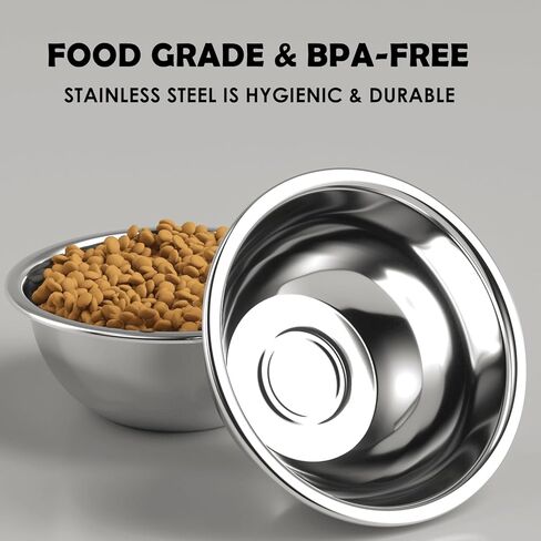 طقم أوعية للكلاب من الفولاذ المقاوم للصدأ مكونة من 7 أكواب للطعام والماء، مقاوم للصدأ، وعاء معدني للكلاب متوسطة الحجم وكبيرة الحجم، 58 أونصة in Kuwait