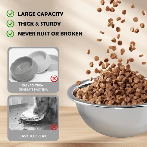 طقم أوعية للكلاب من الفولاذ المقاوم للصدأ مكونة من 7 أكواب للطعام والماء، مقاوم للصدأ، وعاء معدني للكلاب متوسطة الحجم وكبيرة الحجم، 58 أونصة in Kuwait