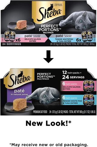 Sheba Perfect Portions Multipack Delicate Salmon and Tender Whitefish & Tuna Entrees Wet Cat Food, 2.64 oz., Count of 12 in Saudi Arabia