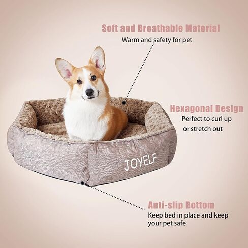 JOYELF Dog Bed Washable Calming Pet Bed, Anti Anxiety Cat Bed & Sofa, Cute Plush Pet Bed for Medium Dog and Cat - Medium Hexagon in Saudi Arabia