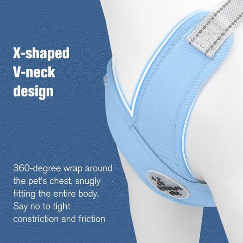 مجموعة مقود سرج للكلاب - تصميم على شكل X، شبكة مسامية، خفيفة الوزن، عاكسة، مناسبة للكلاب الصغيرة والمتوسطة الحجم (M: 13.22-22 رطل) in Kuwait