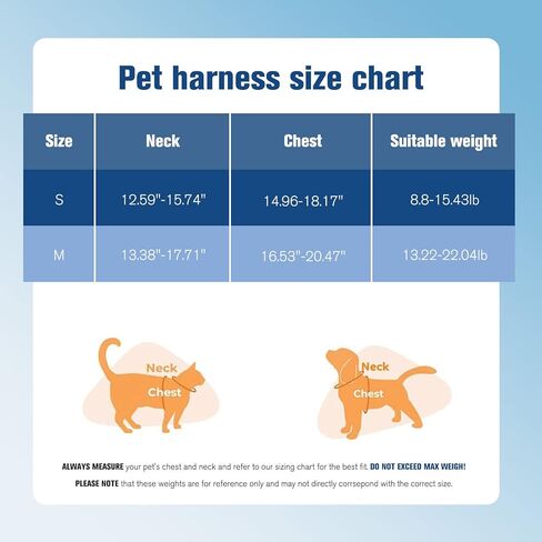 مجموعة مقود سرج للكلاب - تصميم على شكل X، شبكة مسامية، خفيفة الوزن، عاكسة، مناسبة للكلاب الصغيرة والمتوسطة الحجم (M: 13.22-22 رطل) in Kuwait