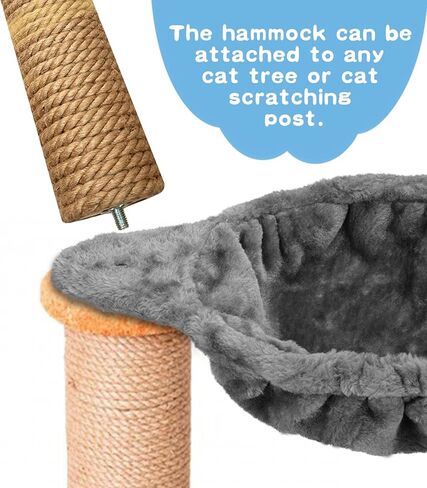 Cat Tree Hammock,Cozy Cat Tree Hammock for Large Cats with Deep Basket,Cat Tree Hammock Add On Attachment Design for Cat Tower,Cat Tree Hammock Replacement Extra Large (12.4") (Grey) in Saudi Arabia