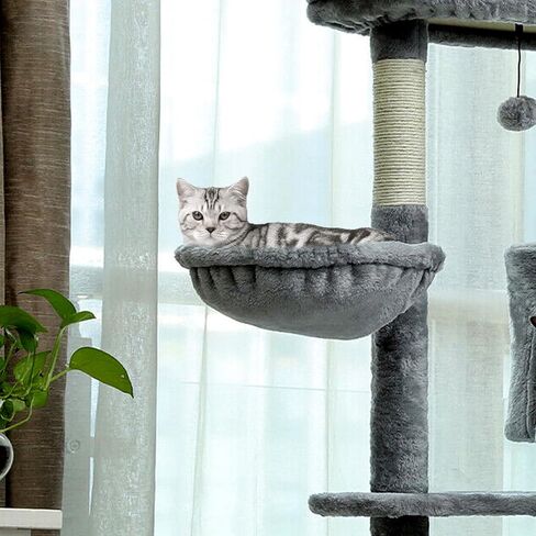 Cat Tree Hammock,Cozy Cat Tree Hammock for Large Cats with Deep Basket,Cat Tree Hammock Add On Attachment Design for Cat Tower,Cat Tree Hammock Replacement Extra Large (12.4") (Grey) in Saudi Arabia