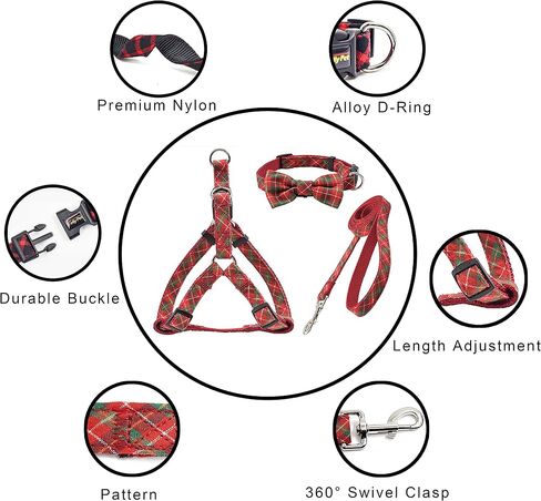 Dog Collars, Harnesses & Leashes Set,Anti Pull Adjustable Nylon Halter Harness,Easy Fit for Small,Medium Dogs and Cats,Pets Trainning and Easy Walk in Saudi Arabia