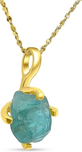 Natural raw peridot chain pendant necklace with yellow gold over 925 sterling silver, august birthstone dainty solitaire gift for her, uniquelan jewelry (peridot) in Kuwait