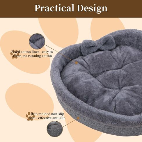 Gray Heart Dog Bed, 19.7*19.7inch Warming Cozy Soft Round Bed for Dogs Cats, Comfortable Dog Heart Bed, Soft Washable calming bed for dogs, Large dog pillow & furniture(L:(Diameter 19.7*High 6.3inch)) in Saudi Arabia
