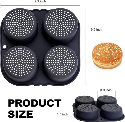 قالب كعكة الهامبرغر، مقلاة هوائية من السيليكون، صانع الخبز بفتحات تهوية، قالب بوليلو مثقوب غير لاصق، أداة صينية دائرية مقرمشة للخبز in Kuwait