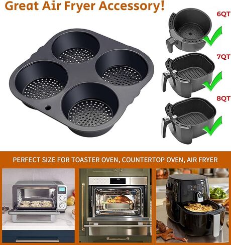 قالب كعكة الهامبرغر، مقلاة هوائية من السيليكون، صانع الخبز بفتحات تهوية، قالب بوليلو مثقوب غير لاصق، أداة صينية دائرية مقرمشة للخبز in Kuwait