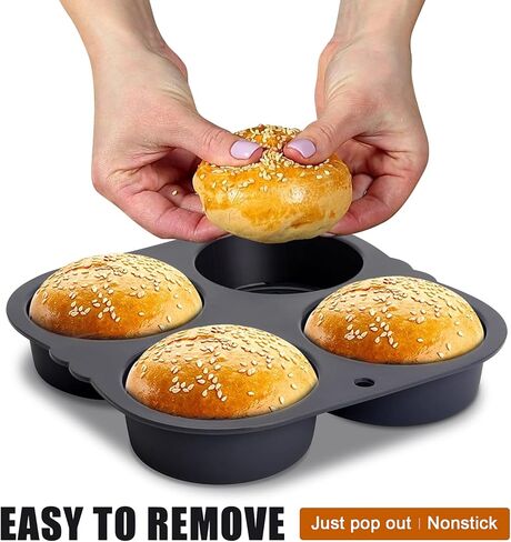 قالب كعكة الهامبرغر، مقلاة هوائية من السيليكون، صانع الخبز بفتحات تهوية، قالب بوليلو مثقوب غير لاصق، أداة صينية دائرية مقرمشة للخبز in Kuwait