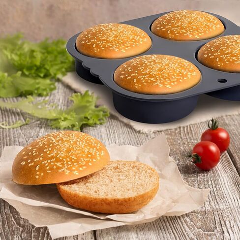 قالب كعكة الهامبرغر، مقلاة هوائية من السيليكون، صانع الخبز بفتحات تهوية، قالب بوليلو مثقوب غير لاصق، أداة صينية دائرية مقرمشة للخبز in Kuwait