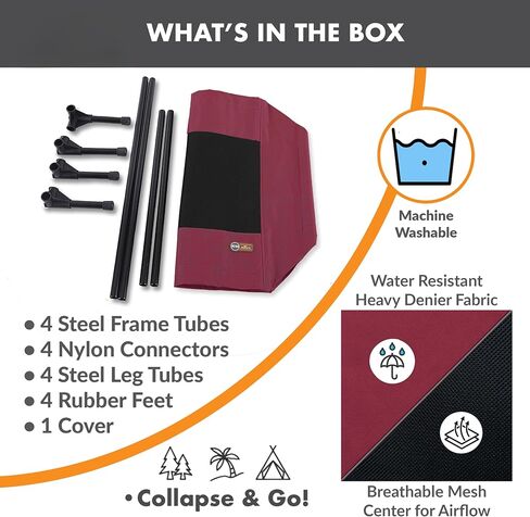 K&H Pet Products سرير كلب مرتفع مبرد سرير كلب مرتفع في الهواء الطلق مع شبكة قابلة للغسل قابلة للتنفس، سرير سرير للكلاب، أقدام مطاطية مضادة للانزلاق، سرير كلب محمول داخلي وخارجي، شبكة متوسطة حمراء/سوداء in Kuwait