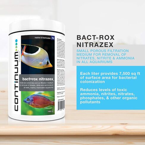 Continuum Aquatics Bact Rox Nitrazex - وسائط ترشيح مسامية صغيرة لإزالة النترات والنتريت والأمونيا في الشعاب المرجانية والمياه المالحة البحرية وأحواض المياه العذبة، 250 مل in Kuwait
